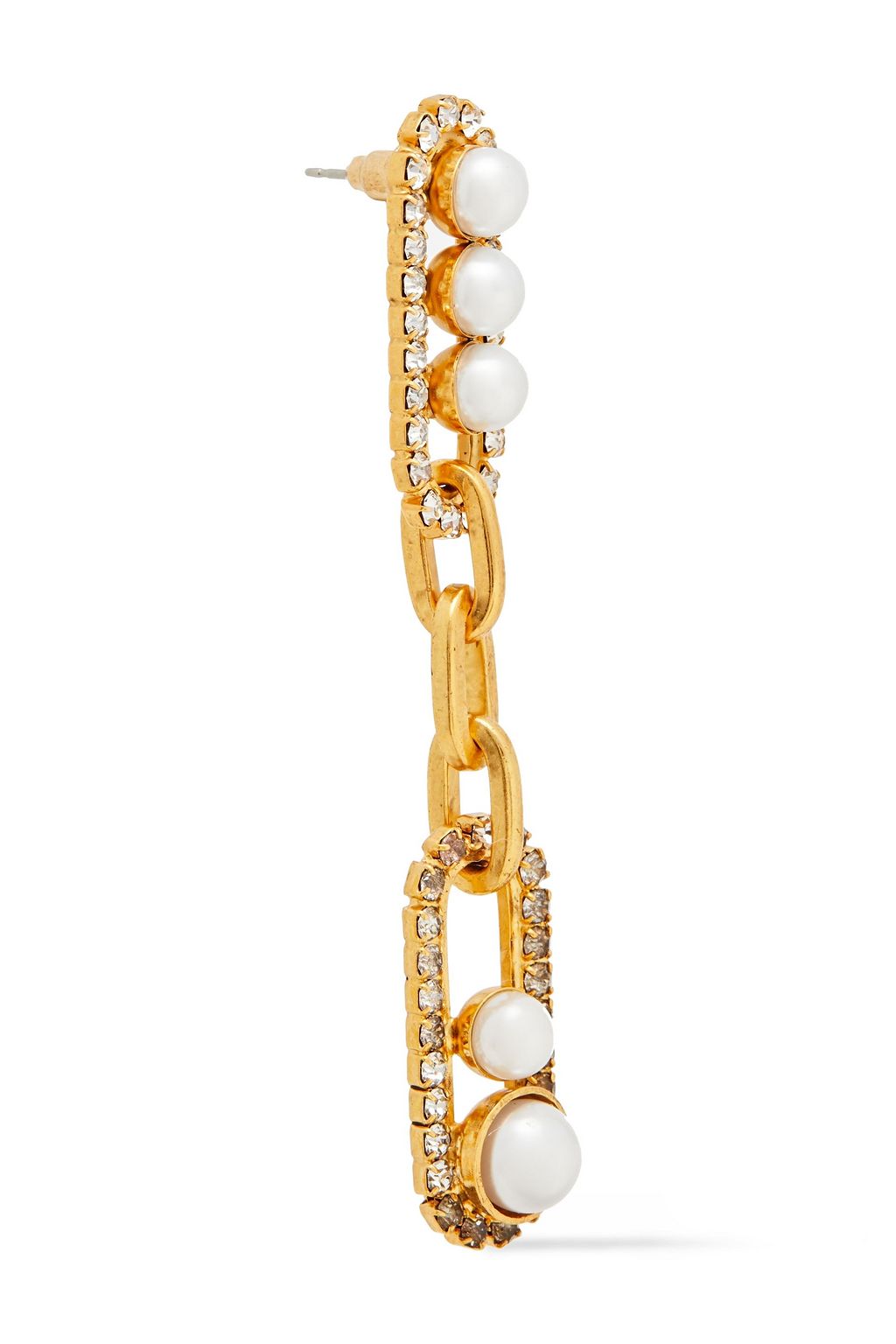 ELIZABETH COLE Juna 24-karat gold-plated, faux pearl and crystal earrings