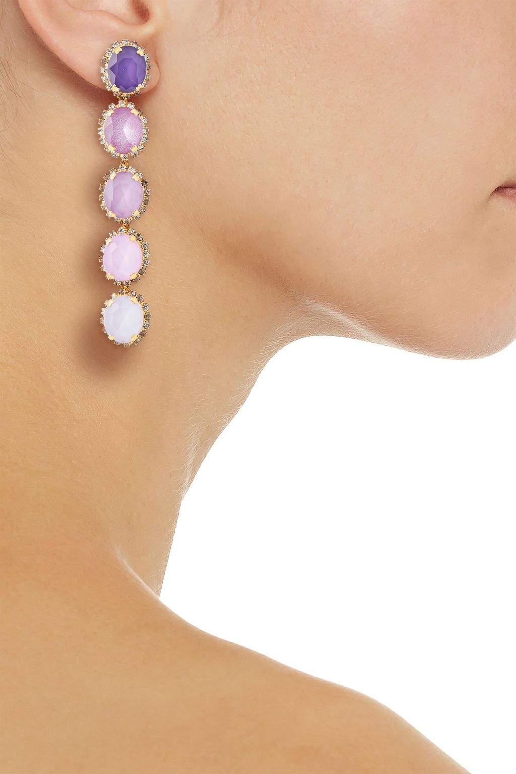 ELIZABETH COLE Von 24-karat gold-plated, crystal and stone earrings