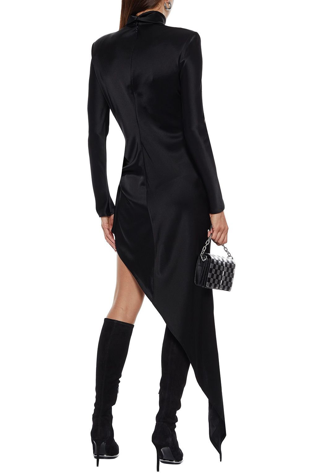ALEXANDER WANG Asymmetric satin turtleneck mini dress