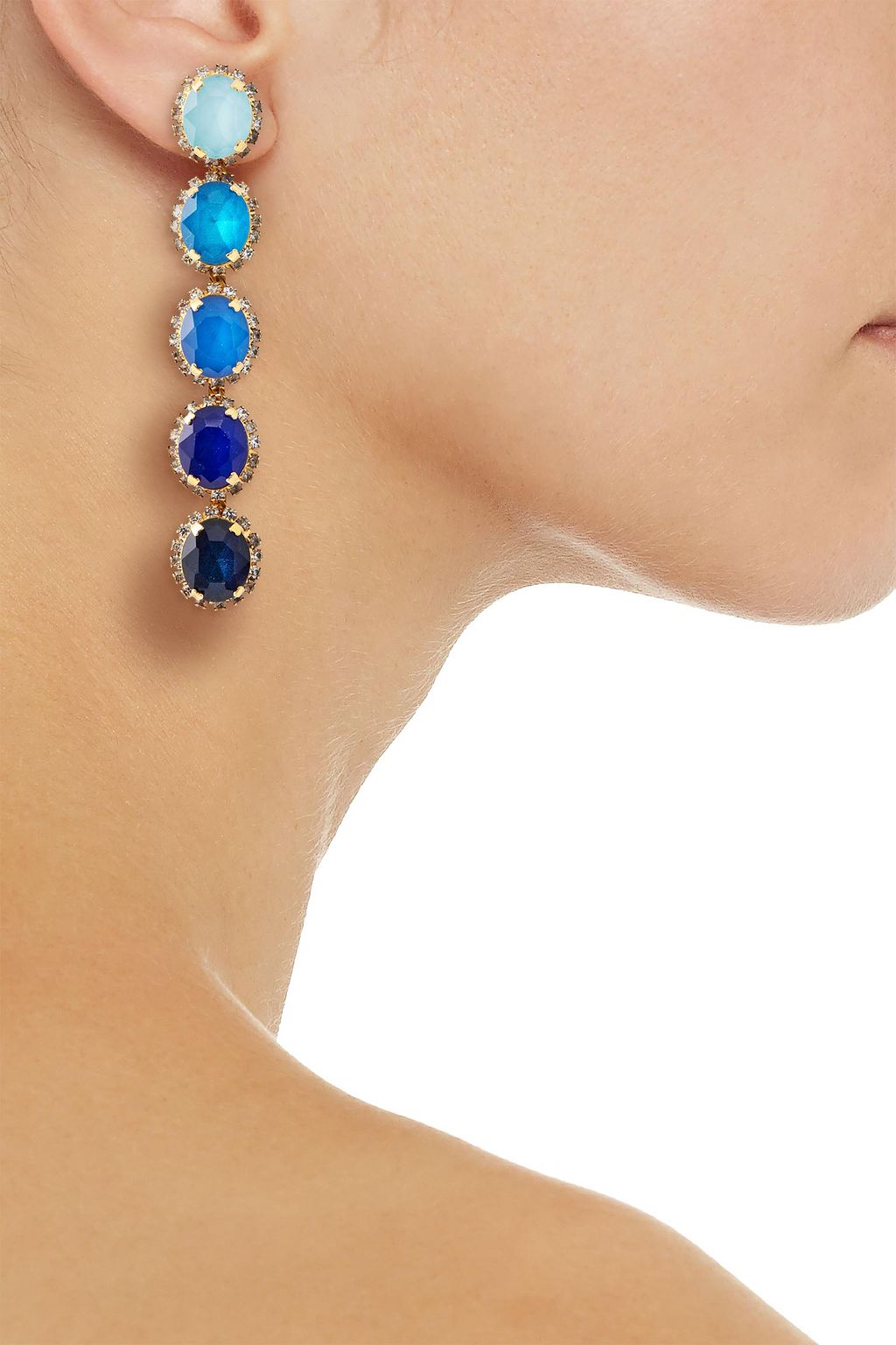 ELIZABETH COLE Von 24-karat gold-plated, crystal and stone earrings