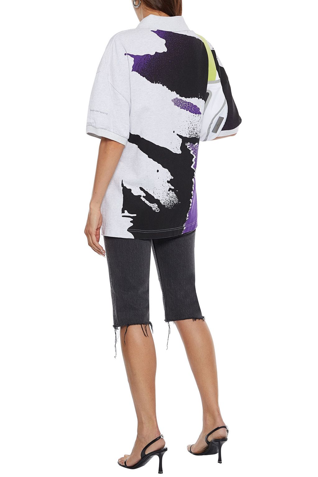 ALEXANDER WANG Printed cotton-jersey polo shirt