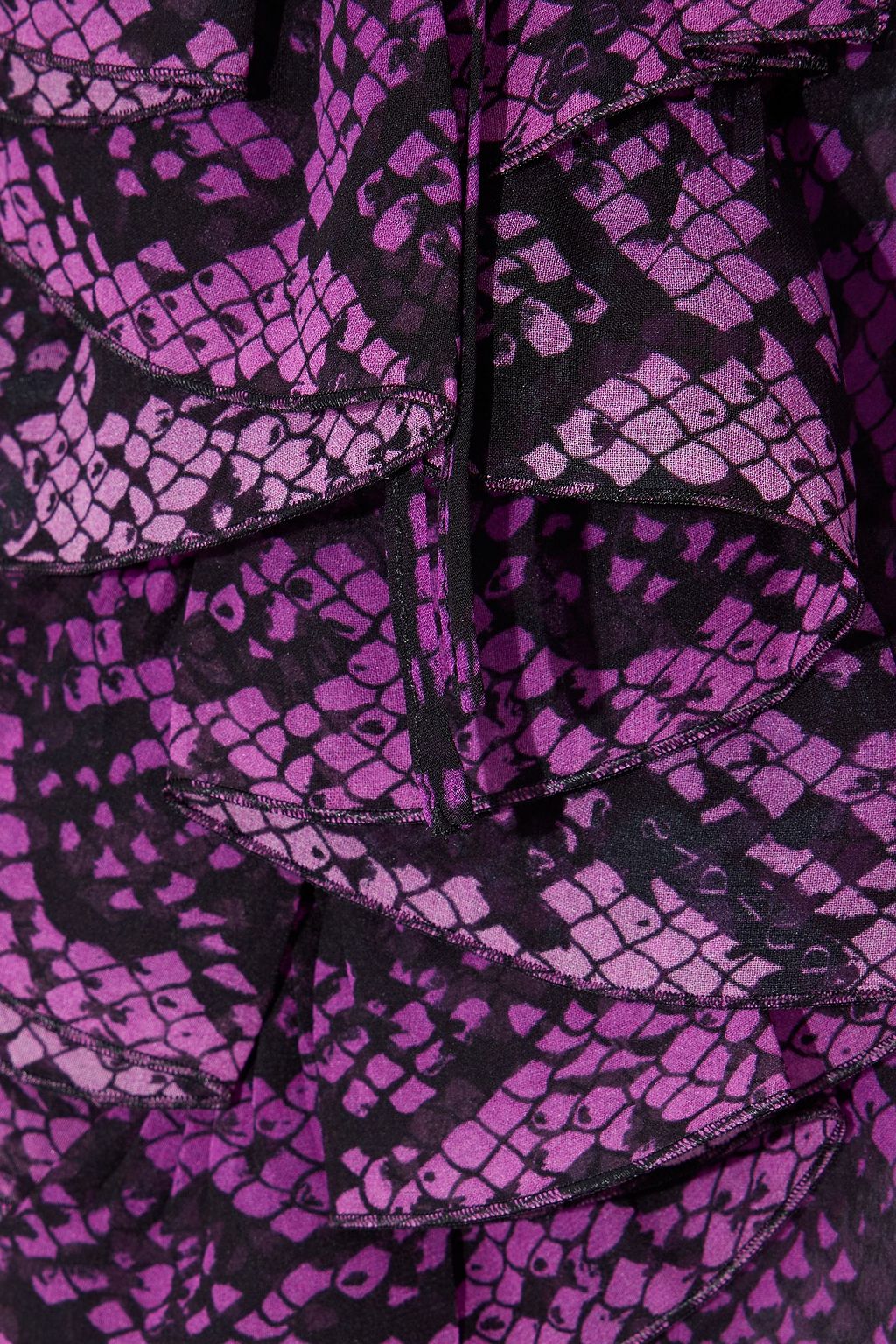 DUNDAS Ruffled snake-print silk-chiffon blouse