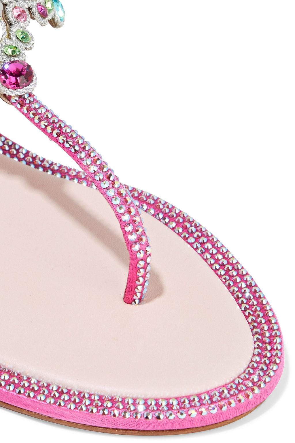 RENE' CAOVILLA Crystal-embellished satin sandals