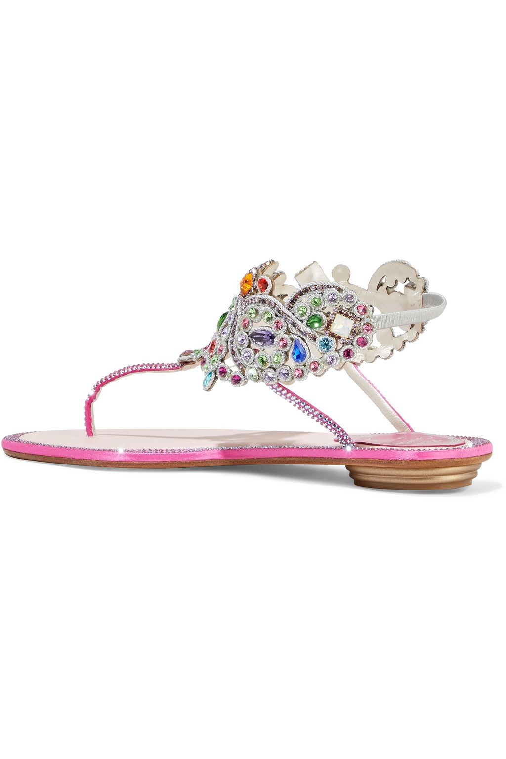 RENE' CAOVILLA Crystal-embellished satin sandals