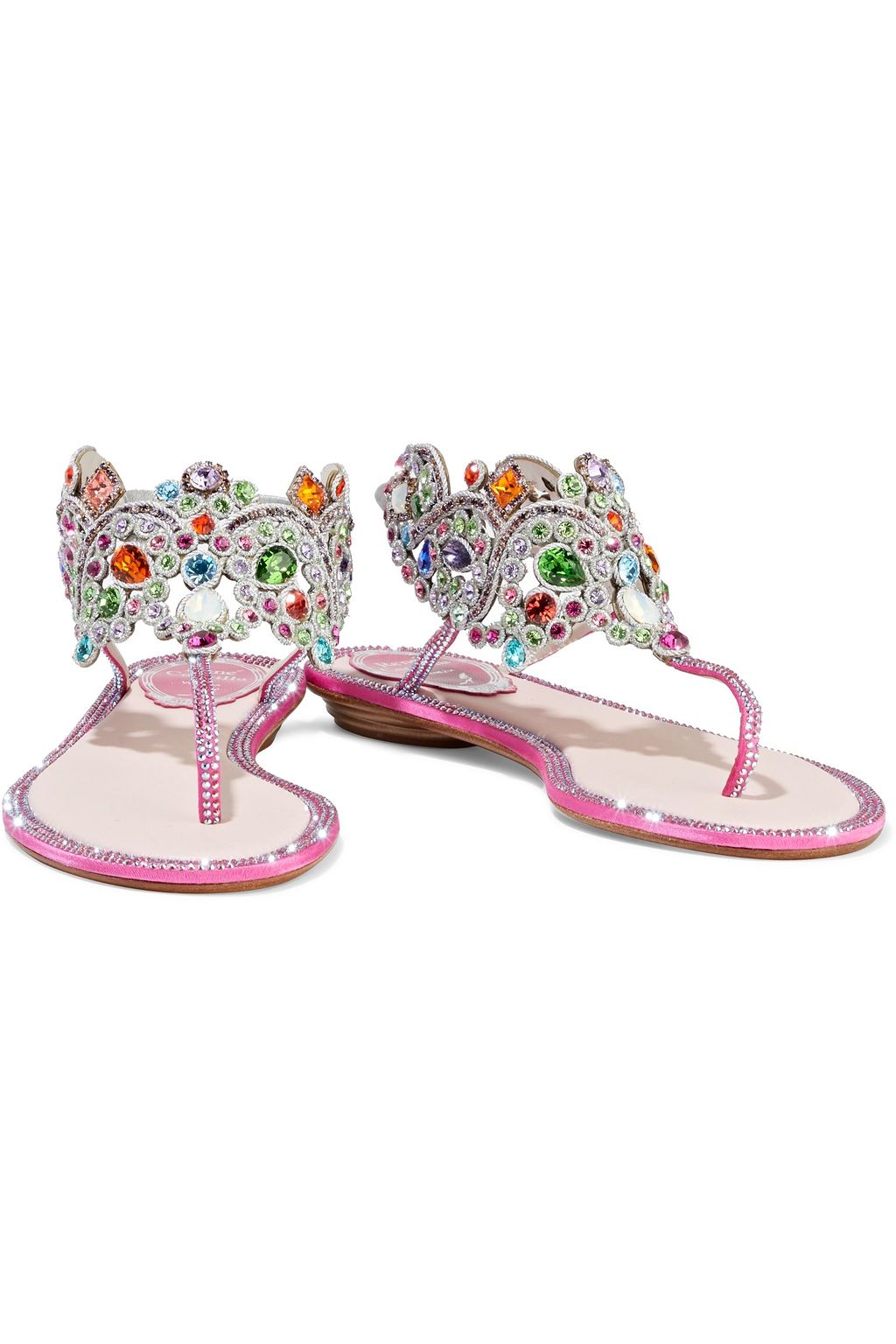 RENE' CAOVILLA Crystal-embellished satin sandals