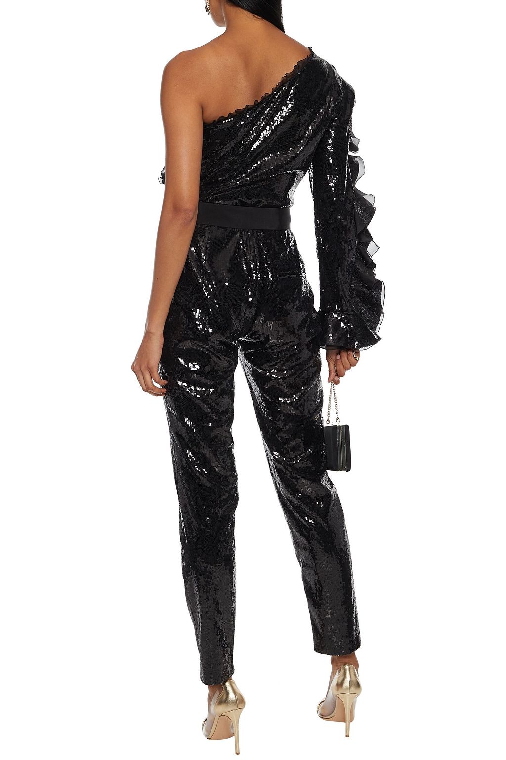DUNDAS Sequined mesh slim-leg pants