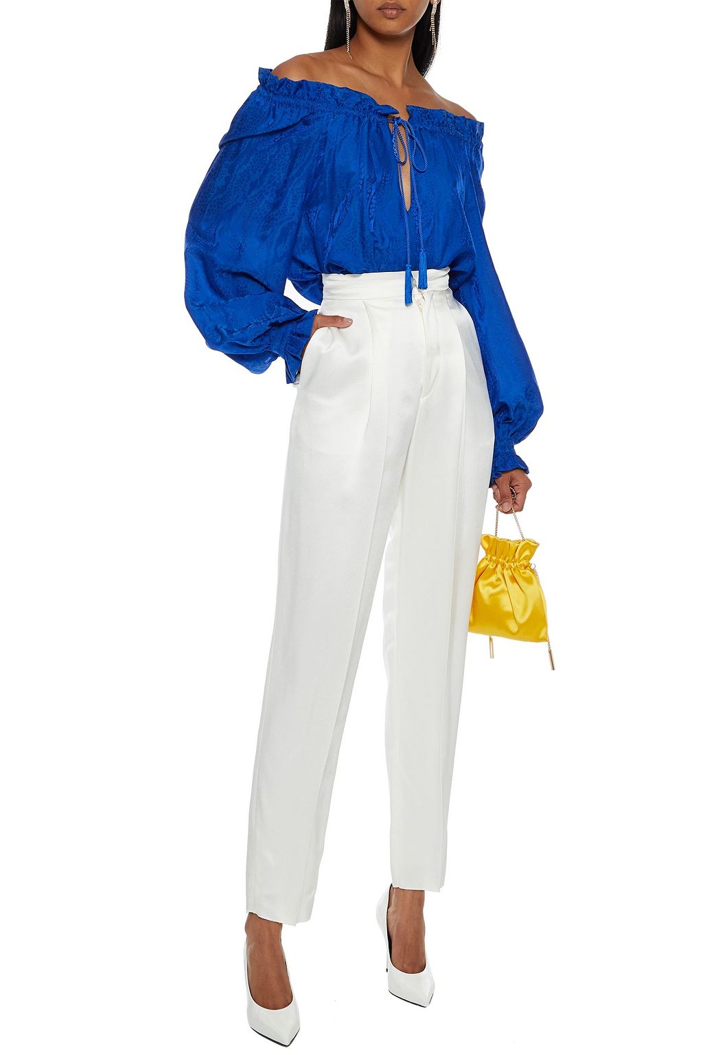 DUNDAS Pleated satin tapered pants