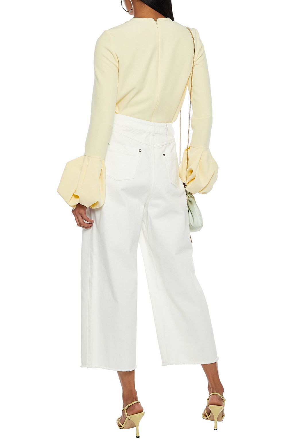 ZIMMERMANN Empire cropped frayed high-rise wide-leg jeans