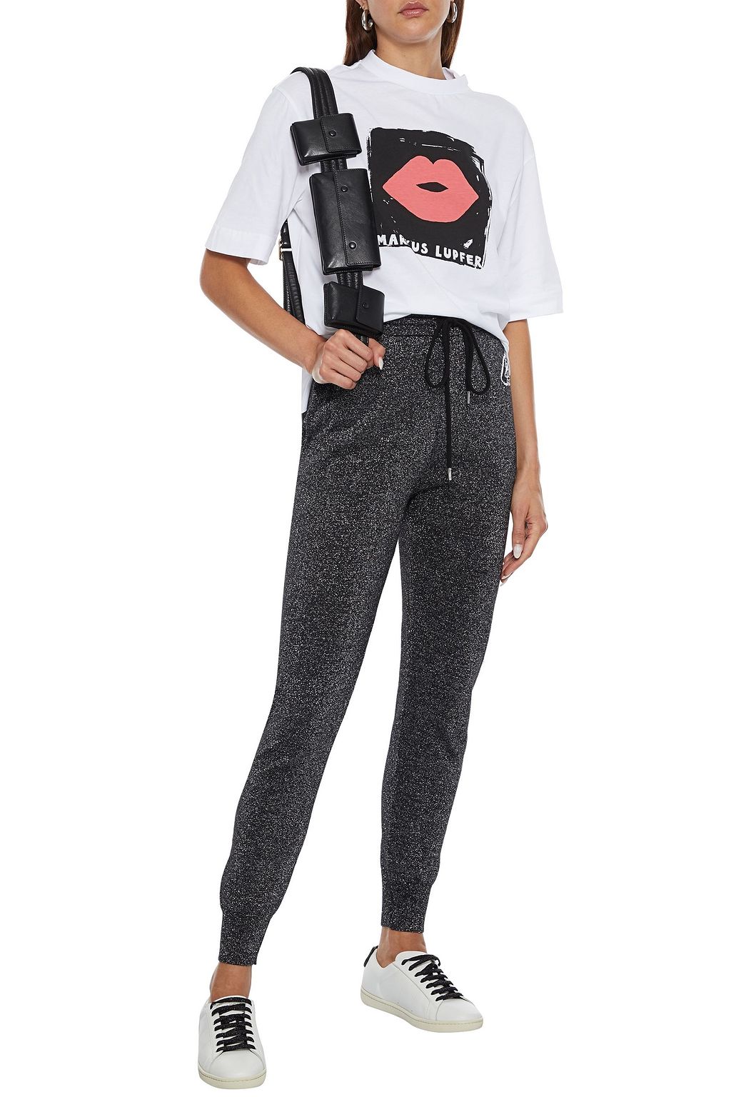 MARKUS LUPFER Sequin-embellished metallic cotton-blend track pants