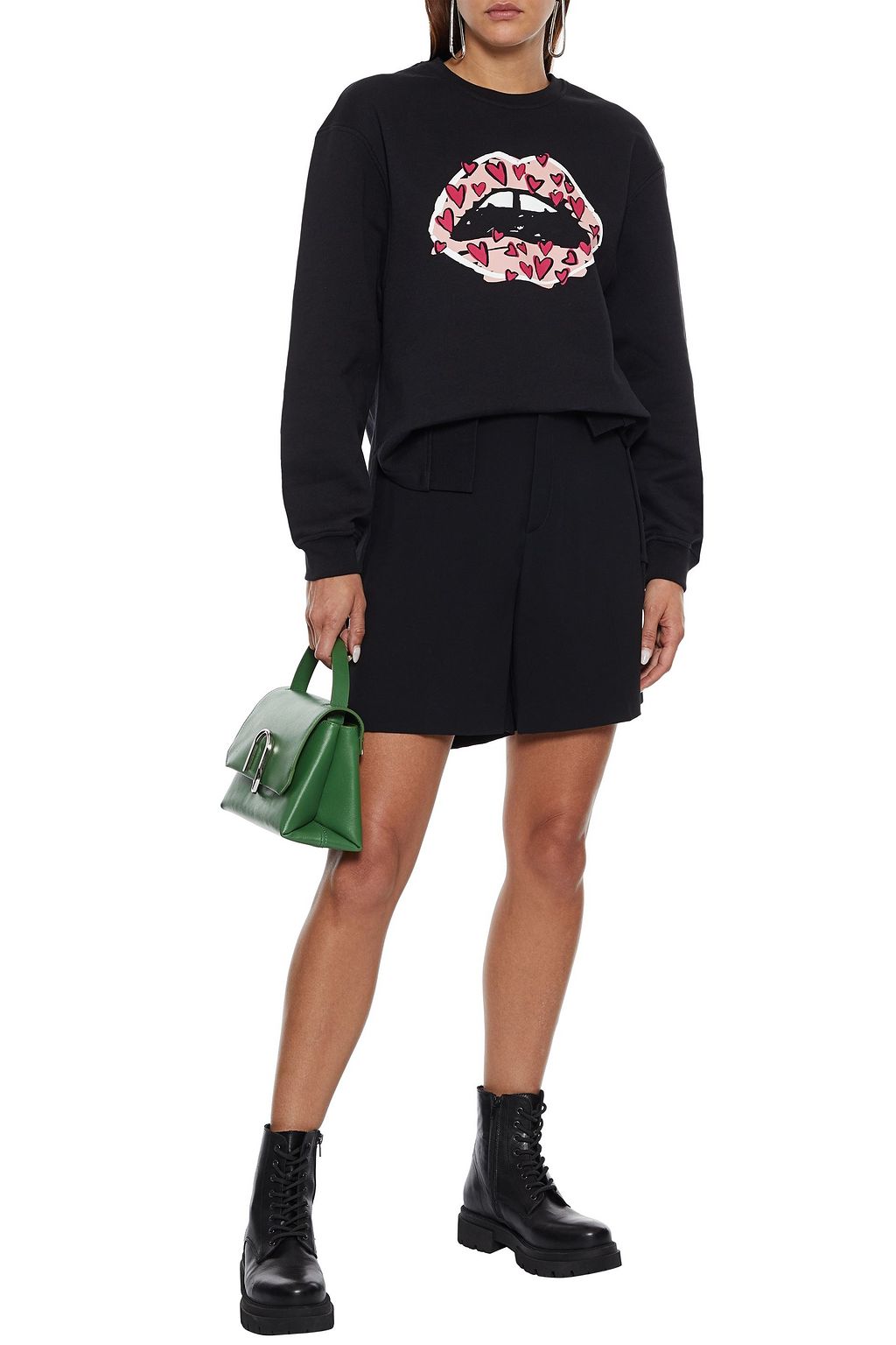 MARKUS LUPFER Josie flocked printed cotton-fleece sweatshirt