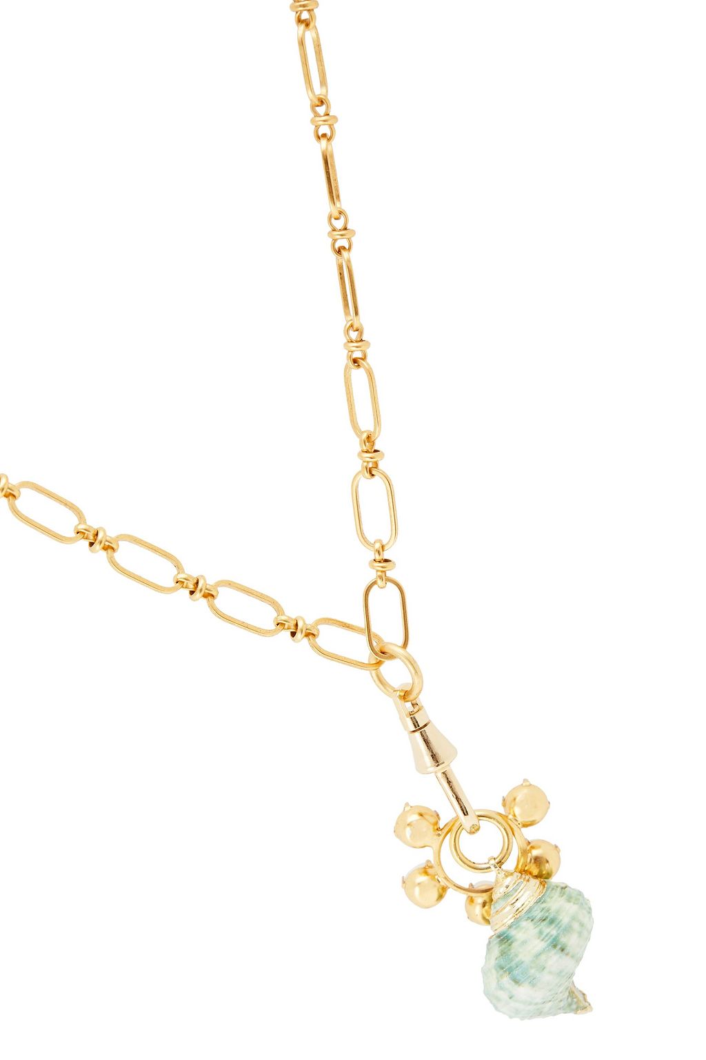 ELIZABETH COLE 24 KT. vergoldete Kette mit Kunstperlen und Muscheln