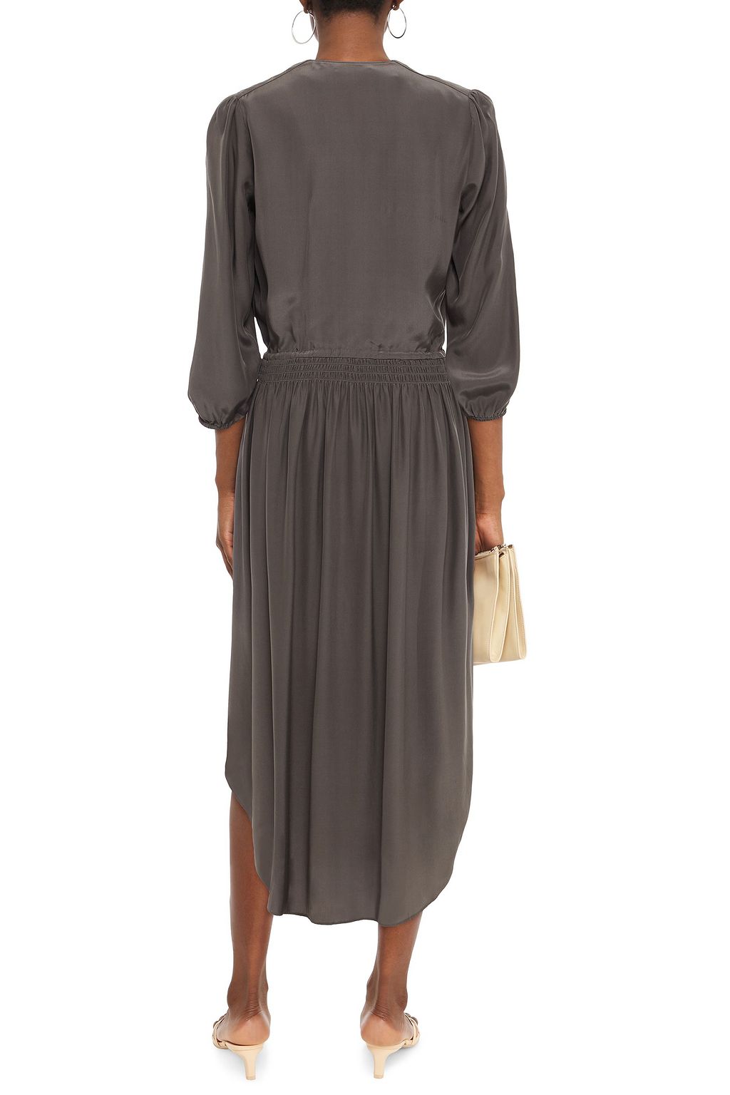 JAMES PERSE Shirred silk crepe de chine midi dress