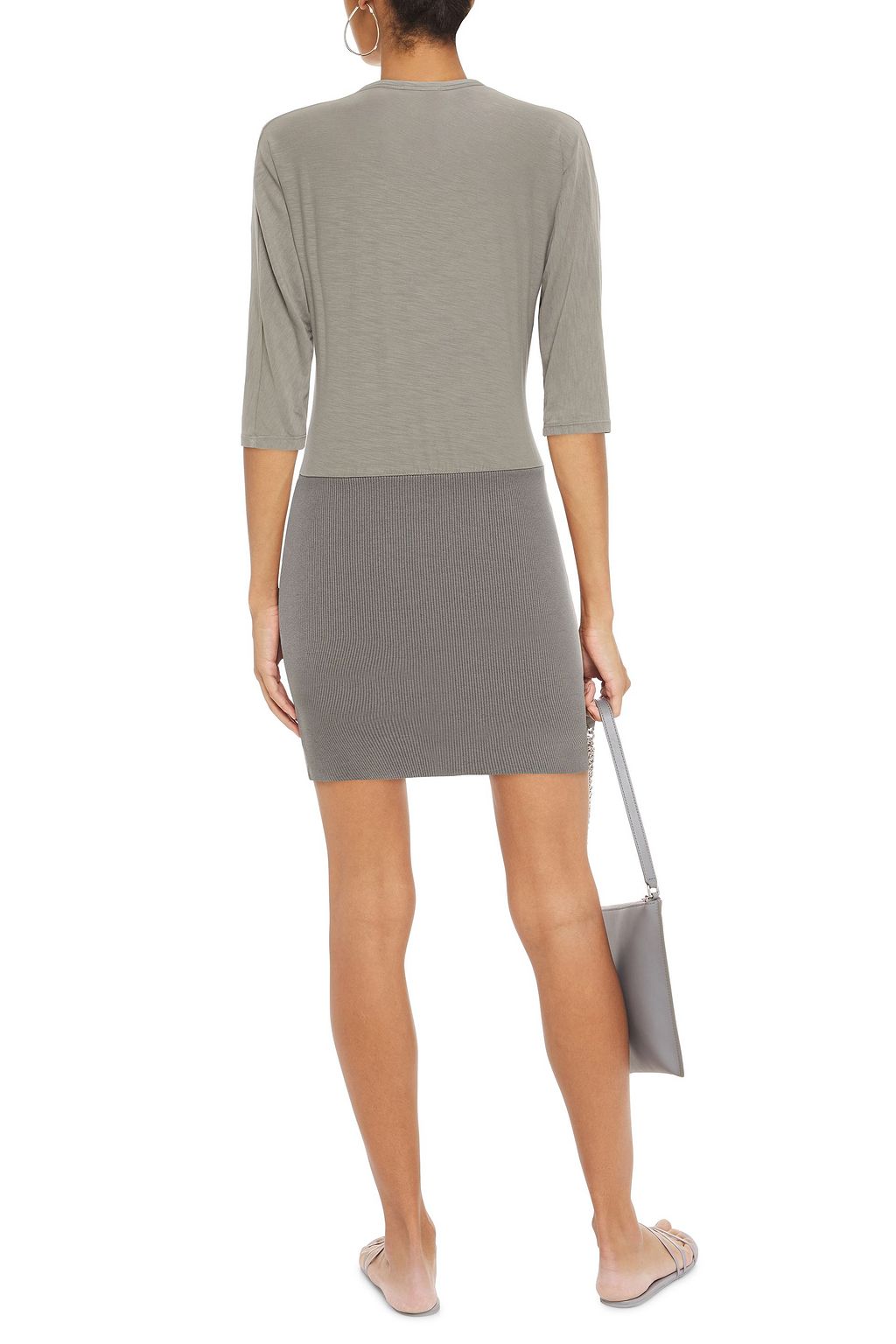 JAMES PERSE Stretch cotton-paneled ribbed jersey mini dress