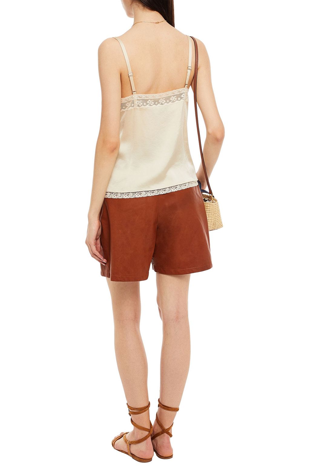 COACH Patchwork-effect embellished satin camisole