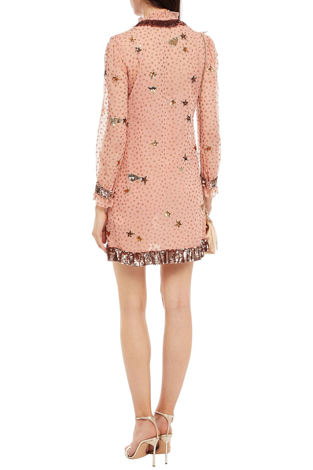 COACH Ruffle-trimmed embellished cupro-organza mini dress