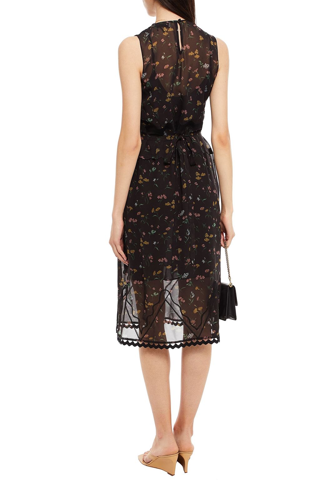 COACH Gathered floral-print cupro midi dress