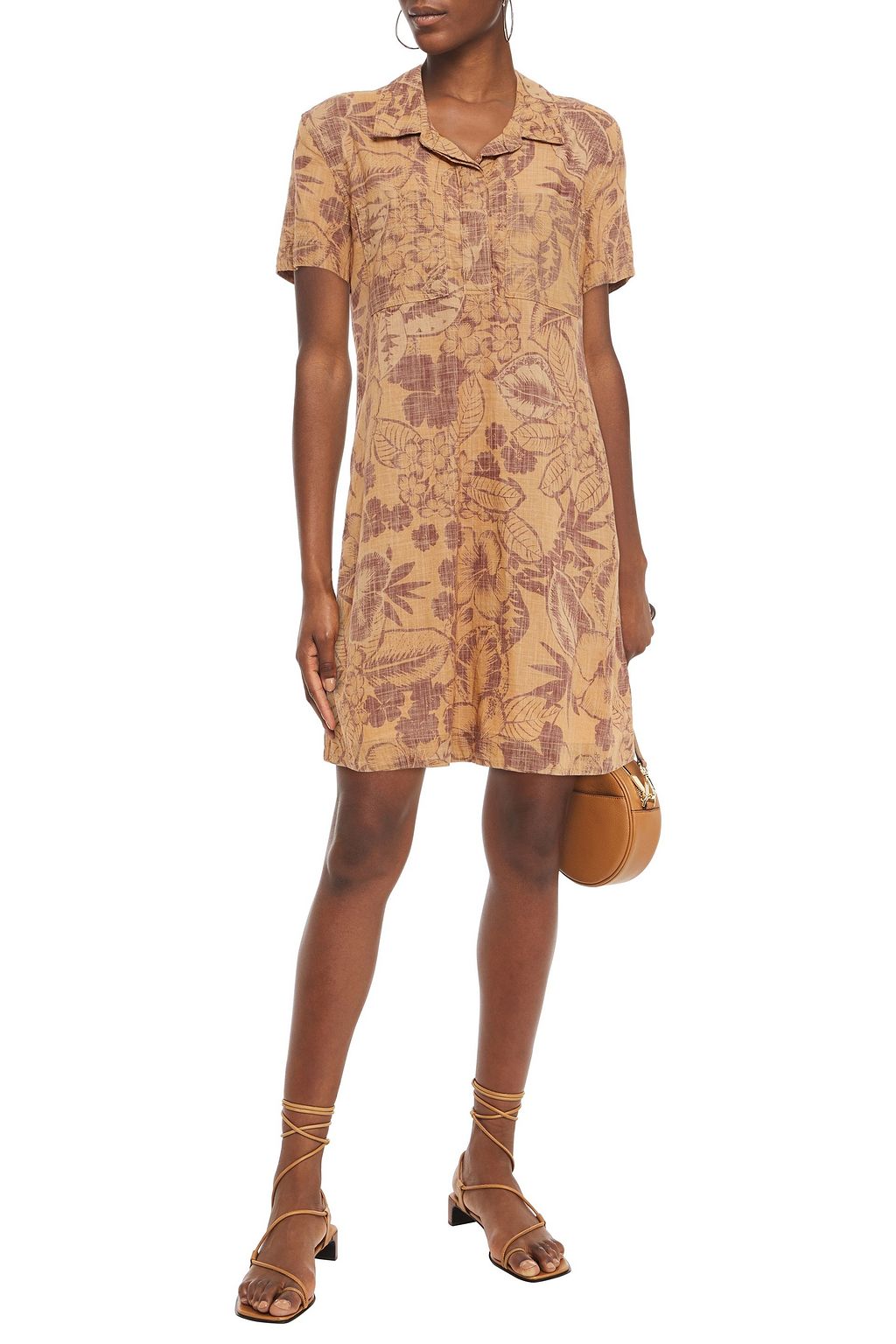 JAMES PERSE Printed cotton mini shirt dress