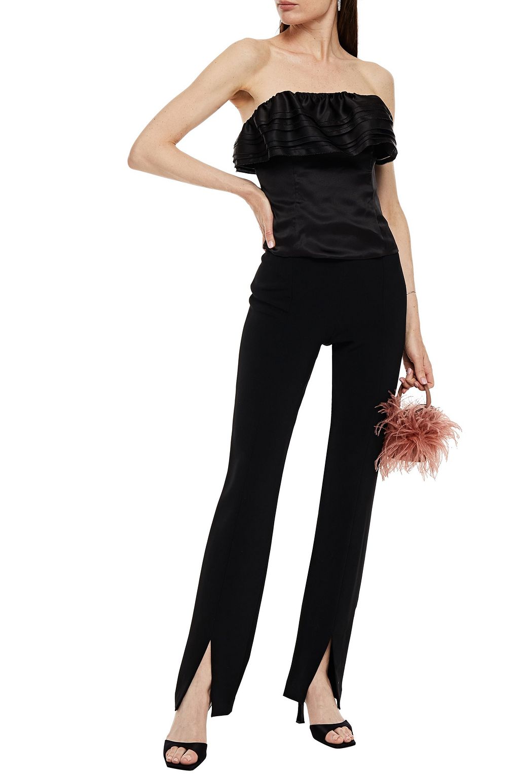 ALEXANDRE VAUTHIER Strapless ruffled silk-satin top