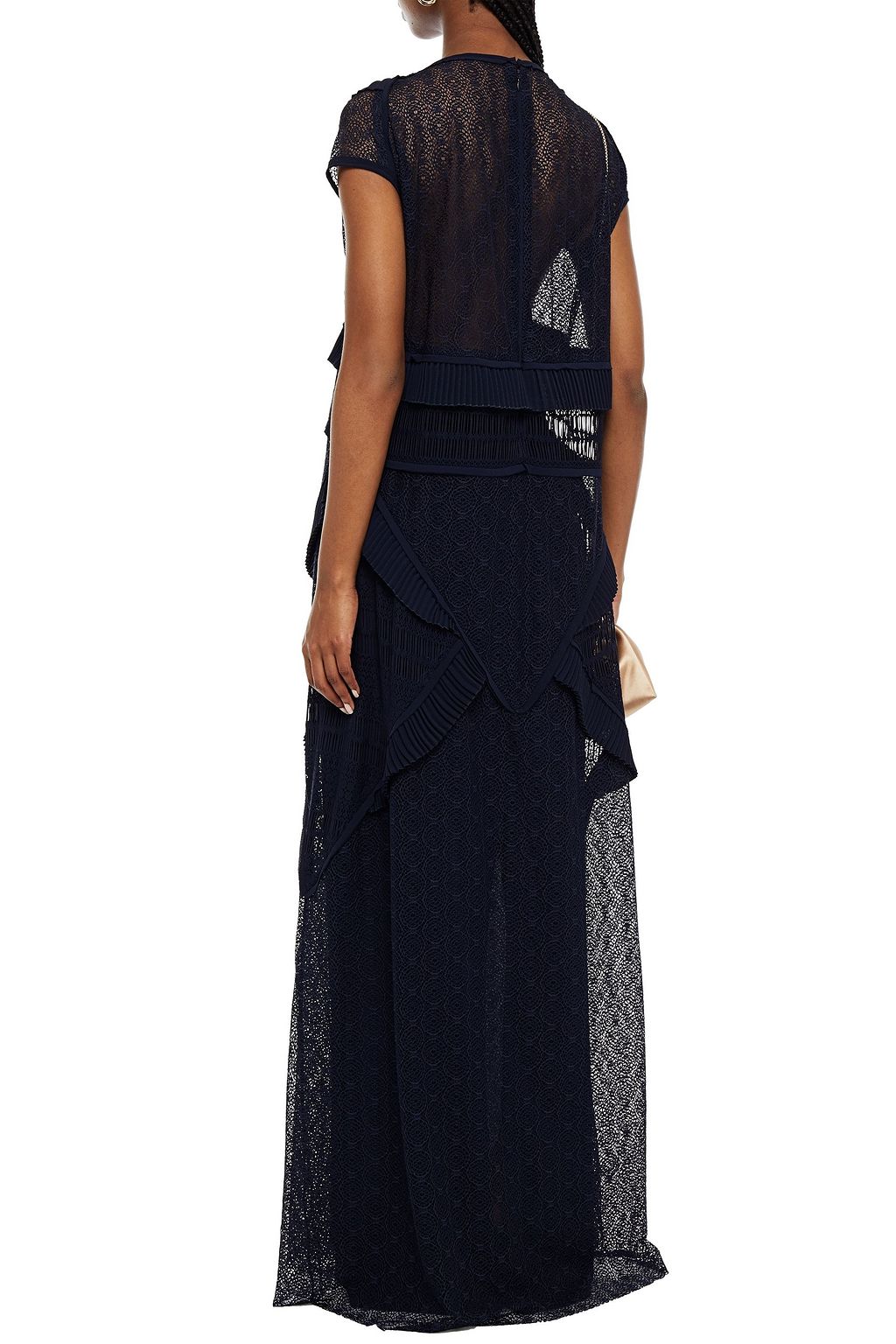 TALBOT RUNHOF Ruffle-trimmed guipure lace maxi dress