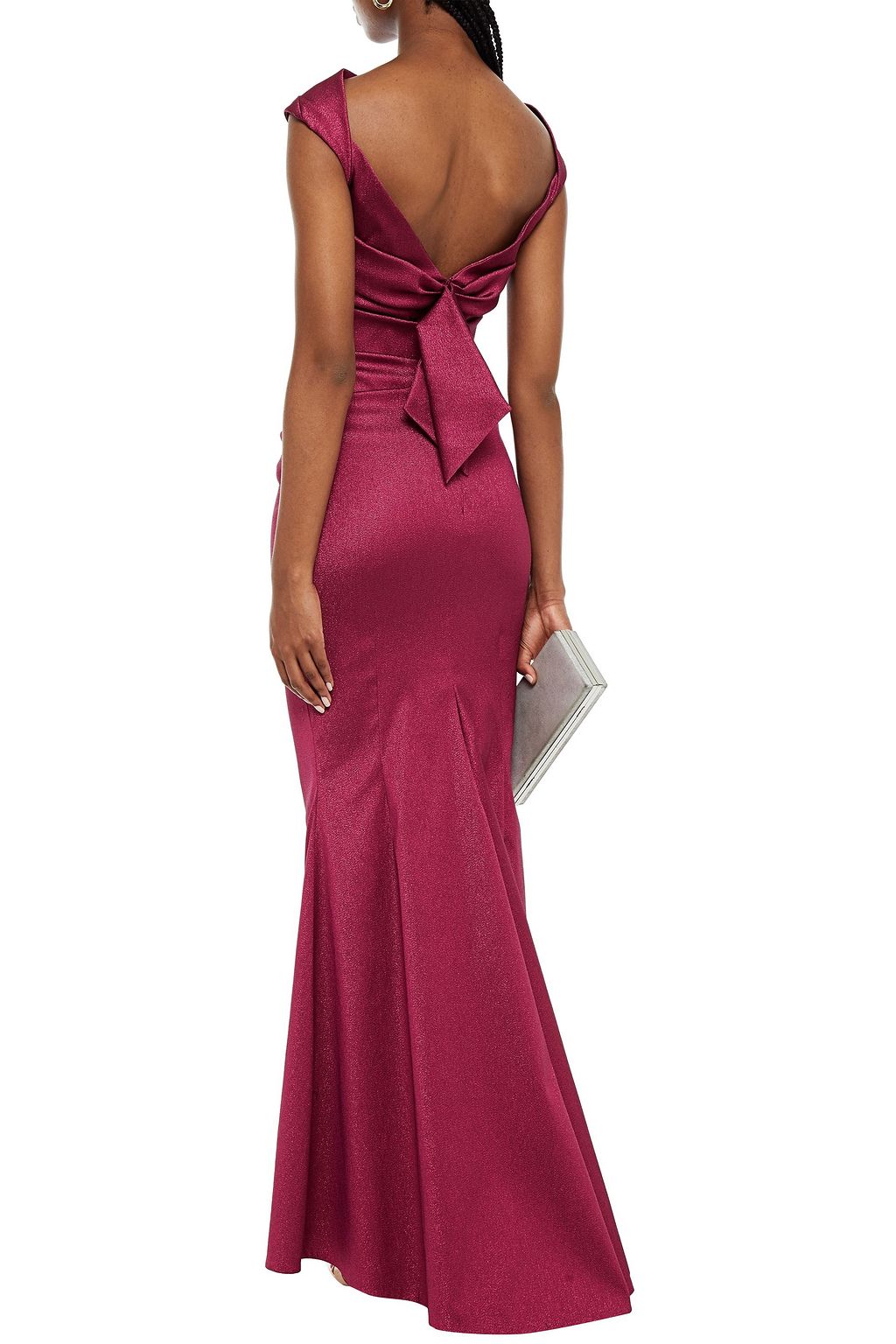 TALBOT RUNHOF Ruched metallic twill gown
