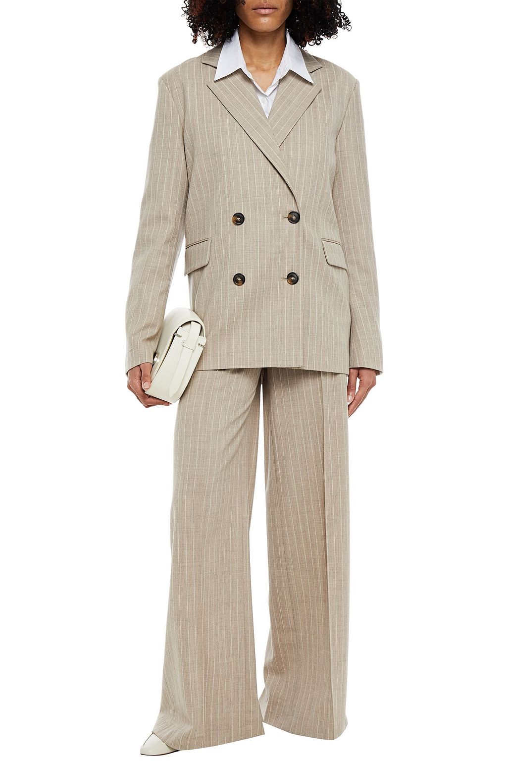 LOULOU STUDIO Ficaja double-breasted pinstriped wool-blend twill blazer