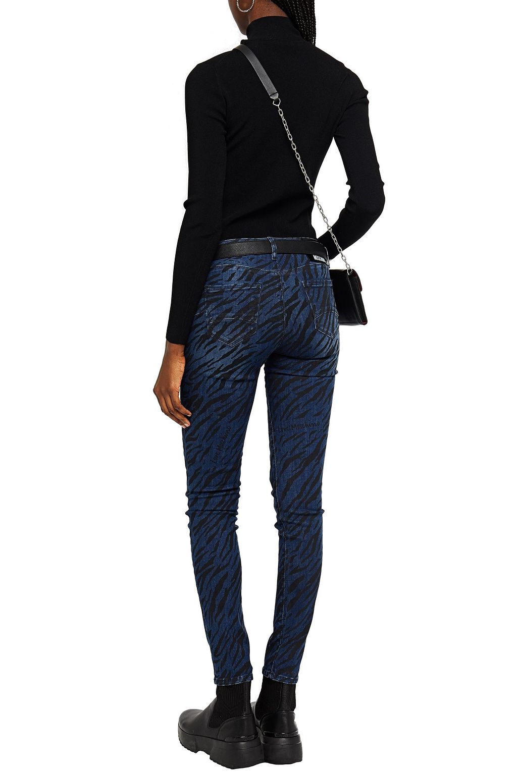 LOVE MOSCHINO Zebra-print mid-rise skinny jeans
