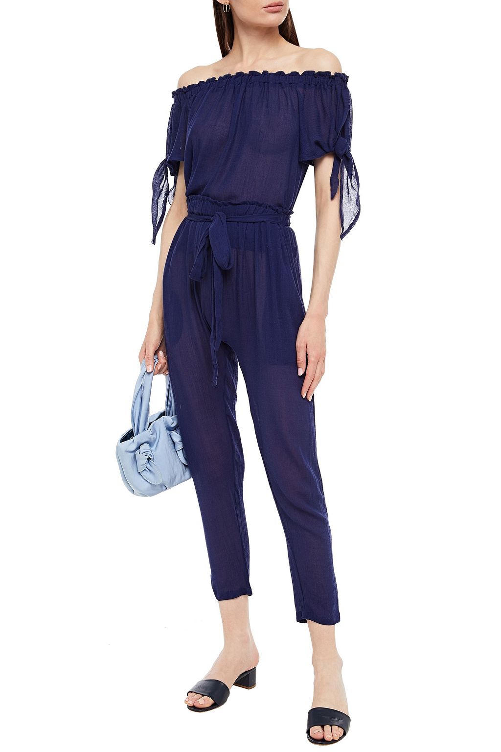 EBERJEY Gathered bamboo and cotton-blend gauze top