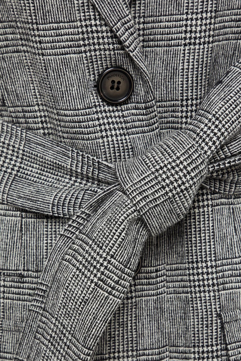 JW ANDERSON Belted twill-paneled Prince of Wales checked wool-blend blazer