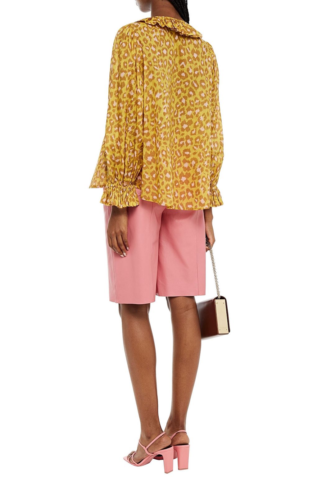 ZIMMERMANN Ruffle-trimmed leopard-print cotton-gauze blouse