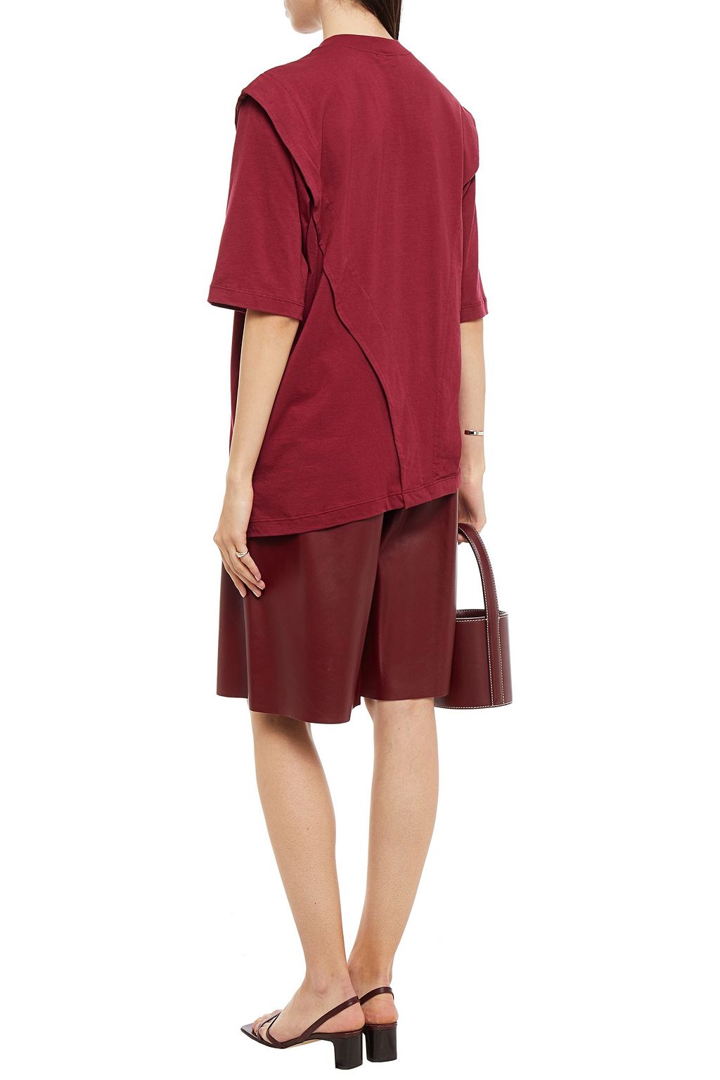 CLU Silk crepe de chine-paneled cotton-jersey T-shirt