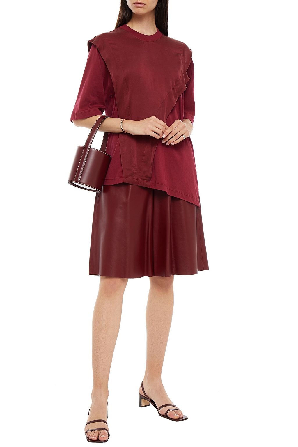 CLU Silk crepe de chine-paneled cotton-jersey T-shirt