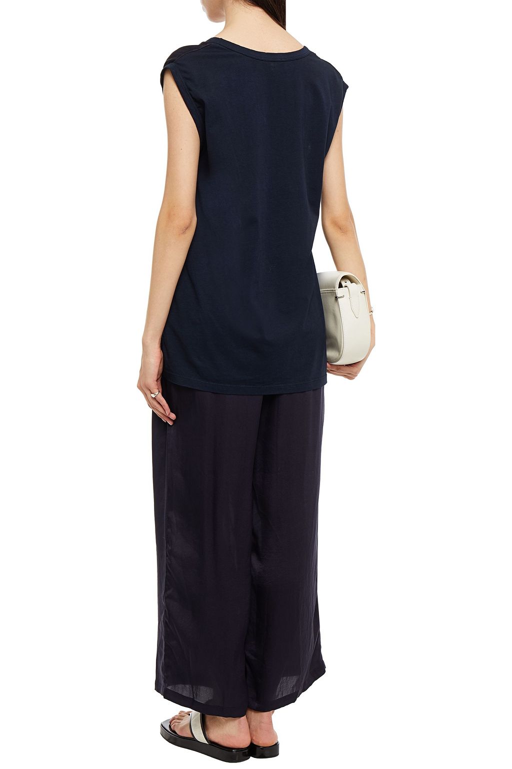 CLU Gathered silk crepe de chine wide-leg pants