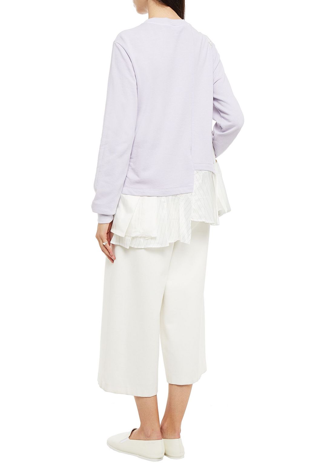 CLU Paneled French cotton-terry and striped woven sweatshirt