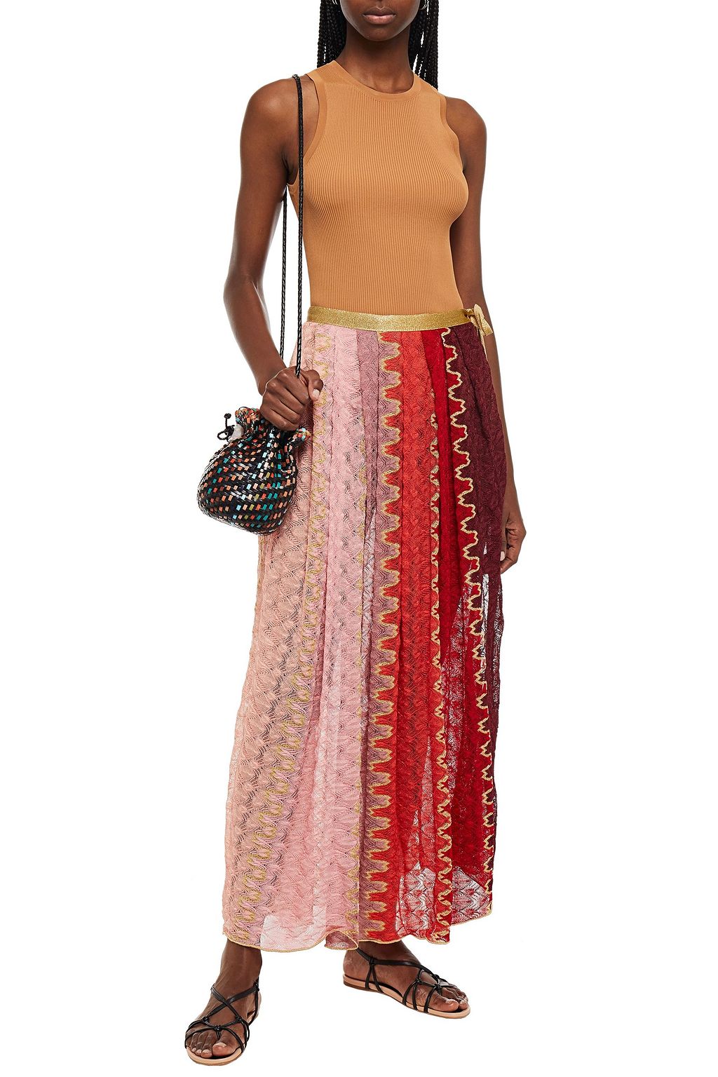 MISSONI MARE Mare pleated crochet-knit maxi wrap skirt