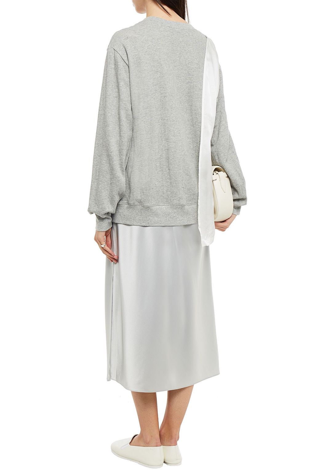 CLU Paneled French cotton-terry and satin-crepe sweatshirt