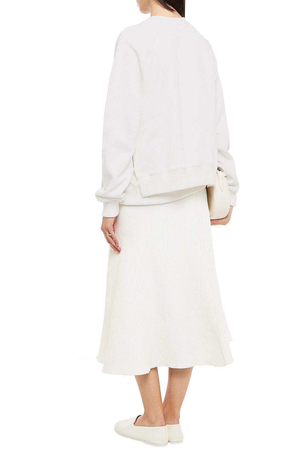 CLU Satin twill-paneled French cotton-terry sweatshirt
