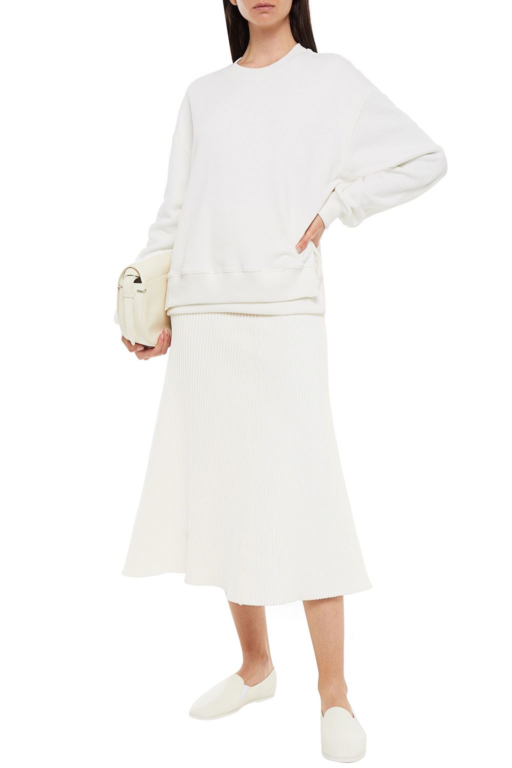CLU Satin twill-paneled French cotton-terry sweatshirt
