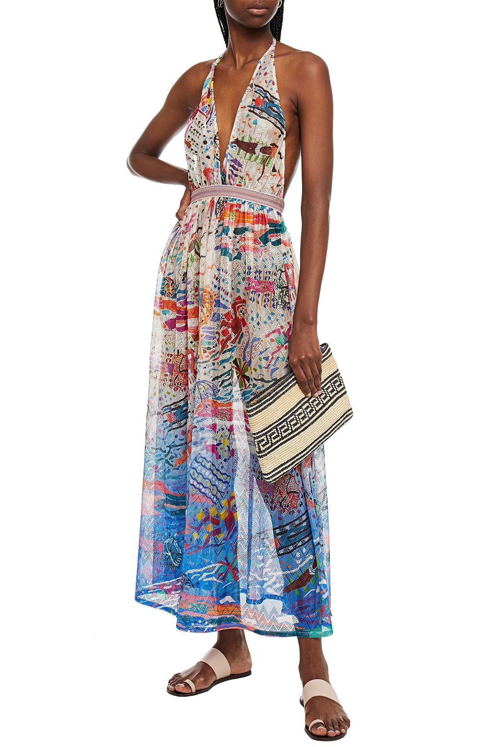MISSONI MARE Mare printed crochet-knit halterneck maxi dress