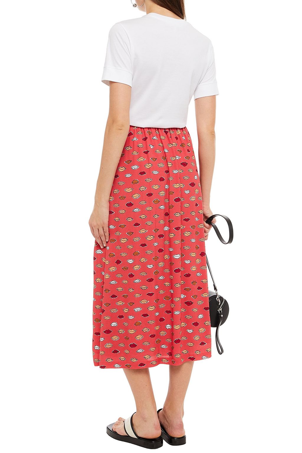 MARKUS LUPFER Sasha Lip pleated printed crepe midi skirt