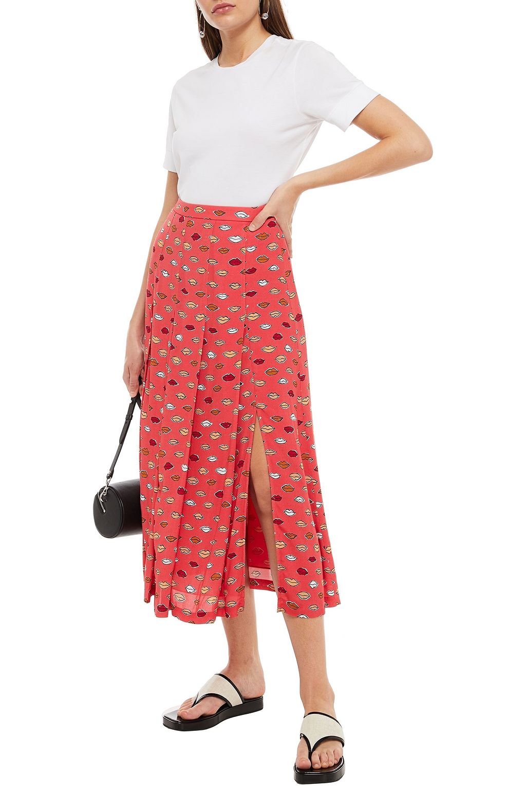 MARKUS LUPFER Sasha Lip pleated printed crepe midi skirt