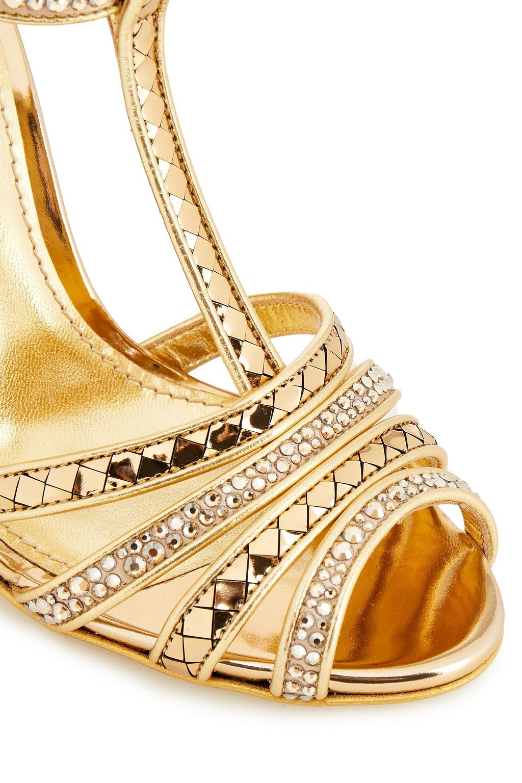 DOLCE&GABBANA صندل من الجلد العاكس مزين بالكريستال