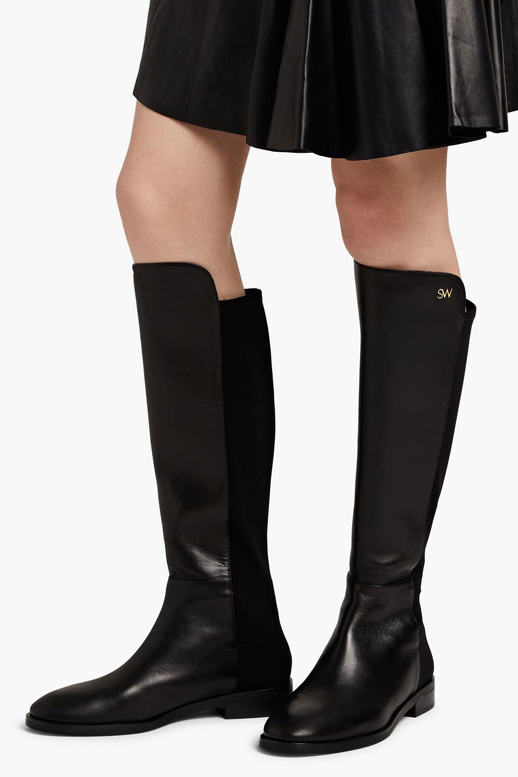 STUART WEITZMAN Keelan kniehohe Stiefel aus Leder mit Neopren-Einsätzen