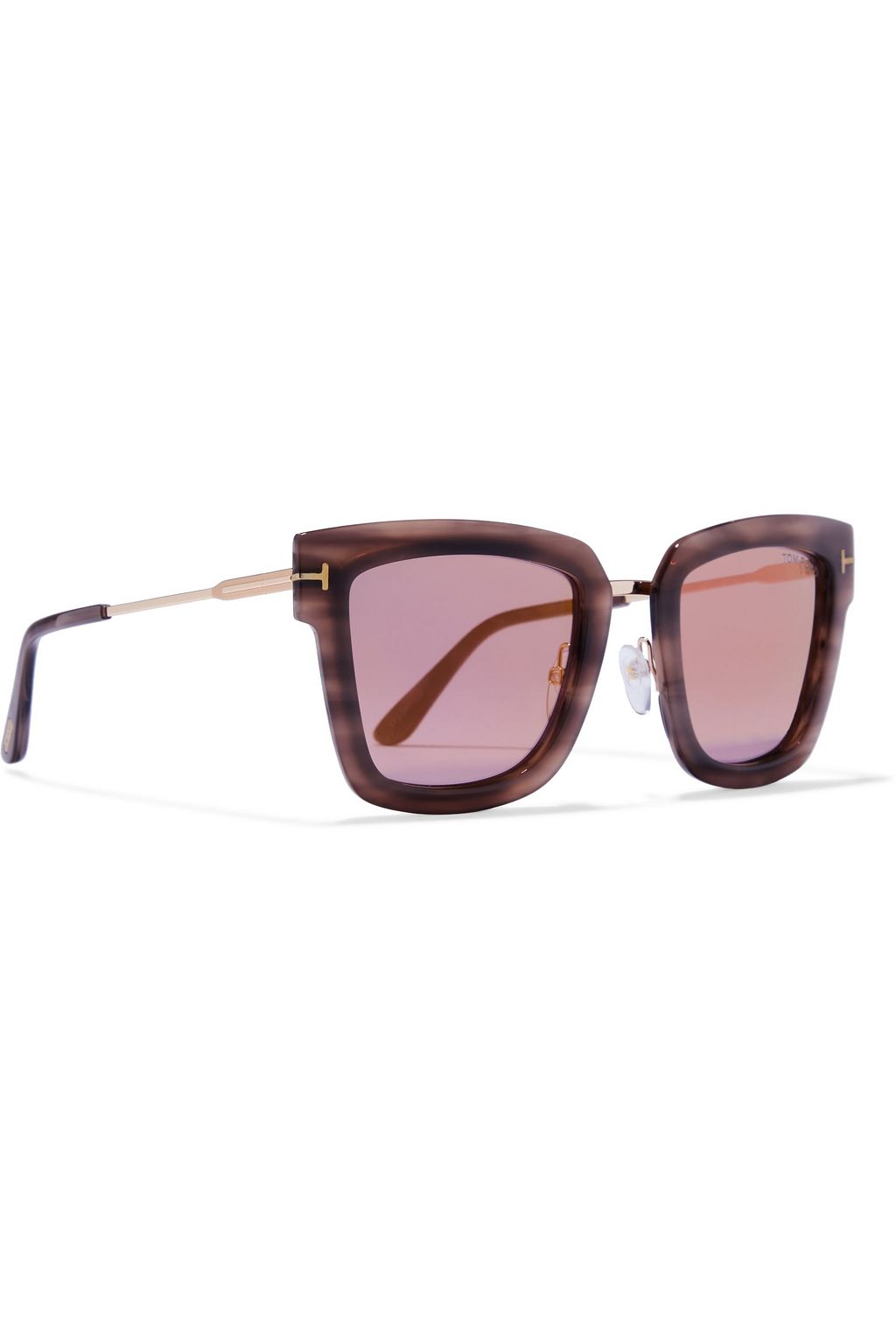 TOM FORD Lara D-frame tortoiseshell acetate and rose gold-tone sunglasses