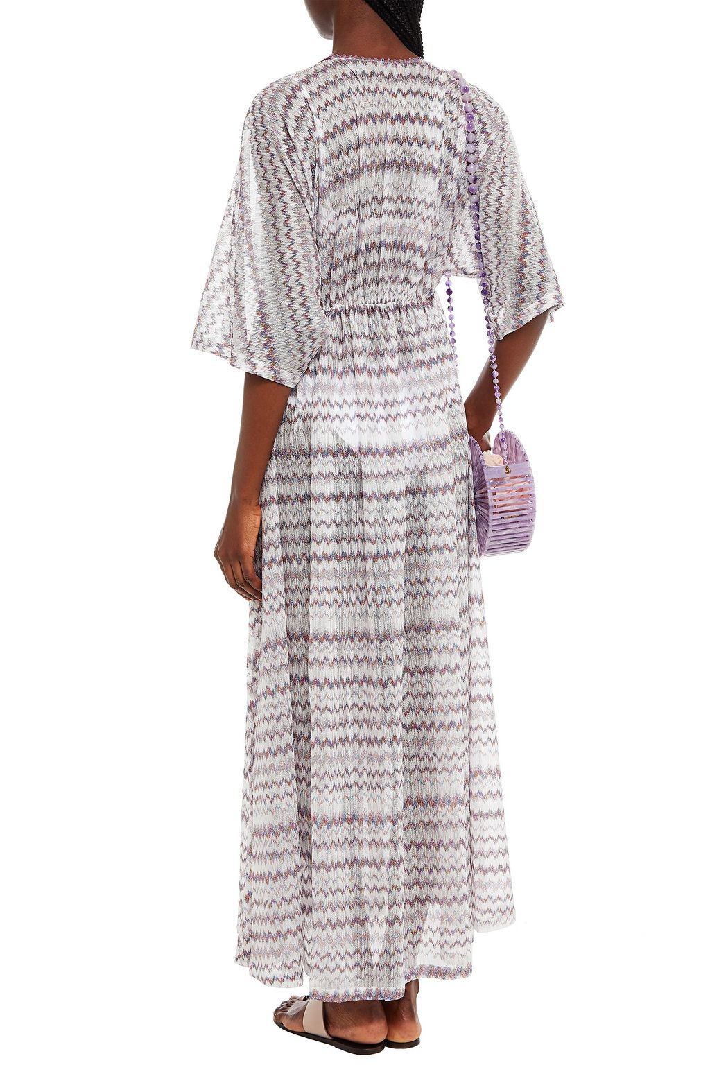 MISSONI MARE Mare floral-appliquéd metallic crochet-knit kaftan