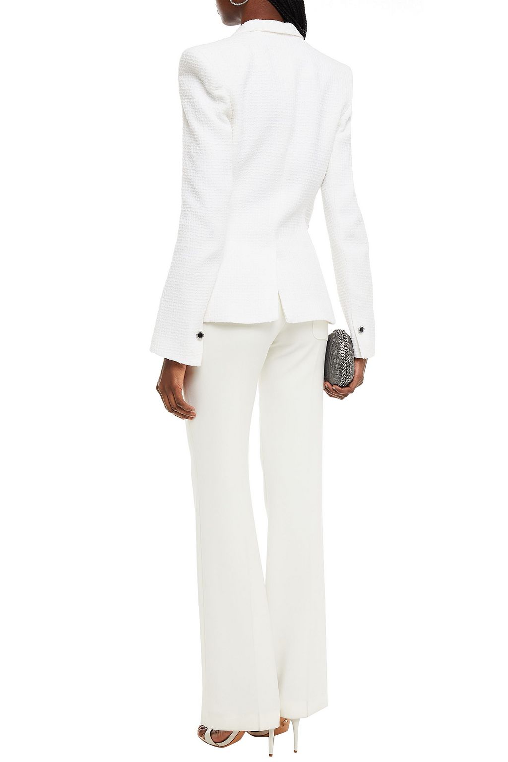 DAVID KOMA Crystal-embellished wool-blend bouclé-tweed blazer
