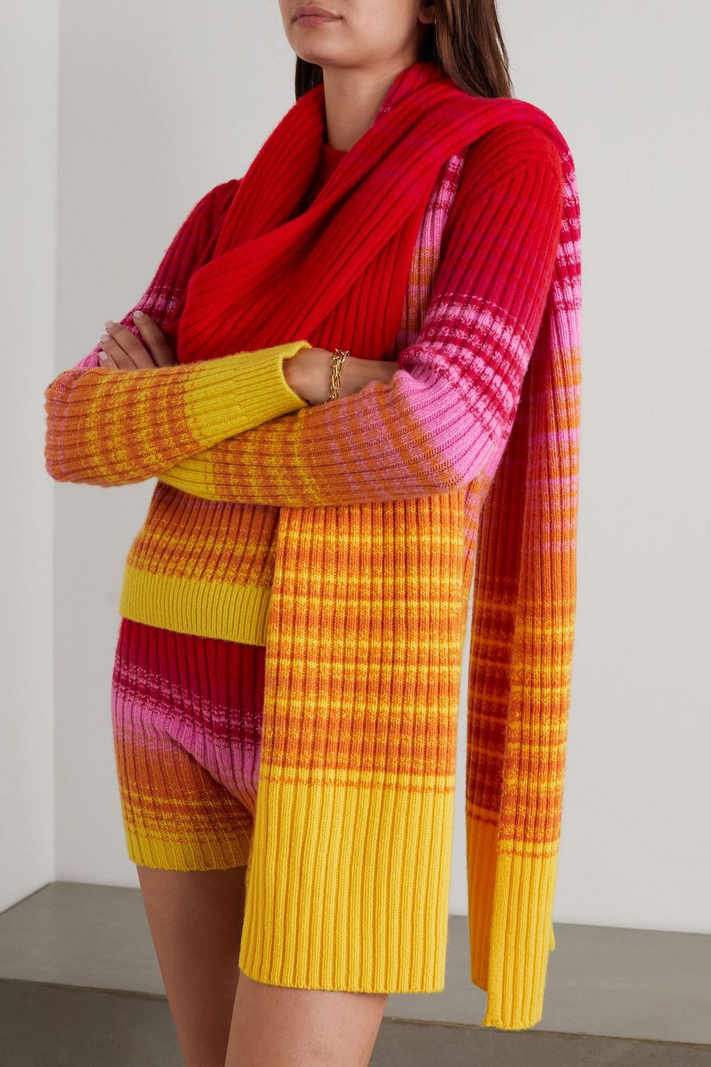 THE ELDER STATESMAN Striped cashmere scarf