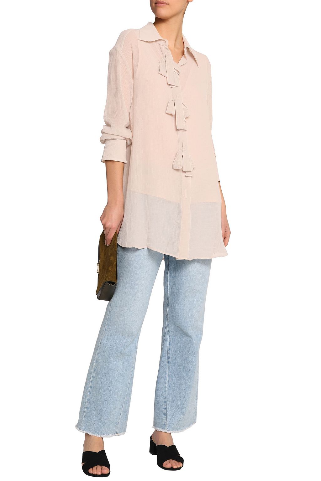 SEE BY CHLOÉ Oversized bow-embellished crepon shirt