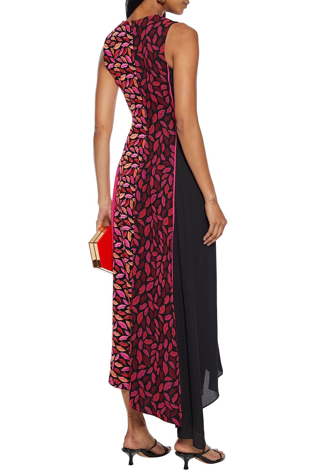 DIANE VON FURSTENBERG Janina embroidered tulle-paneled printed chiffon midi dress