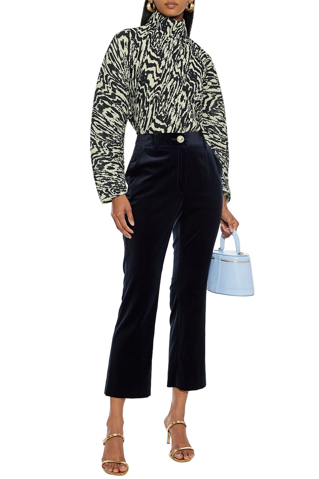 DIANE VON FURSTENBERG Taytum cotton-blend velvet straight-leg pants