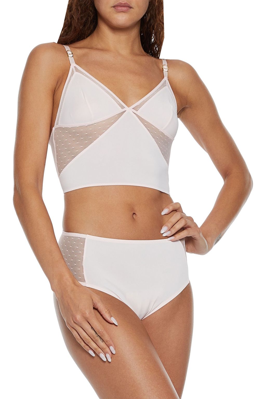 STELLA MCCARTNEY Jersey-paneled point d'esprit bralette